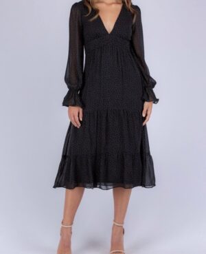 Yolanda Spotted Pleat Midi Dress