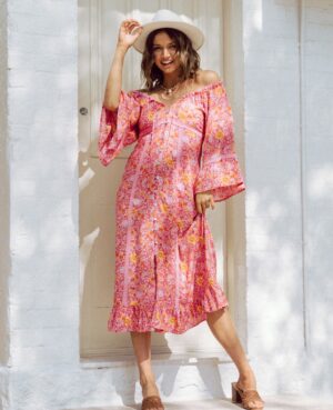 Chloe Candy Boho Midi Dress