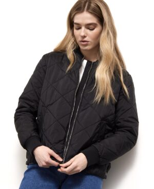 Allegra Quilted Bomber Jacket Black