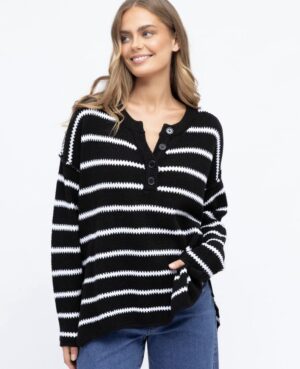 Imogen Stripe Knit Black
