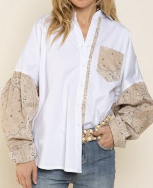 Paisley Print White Shirt